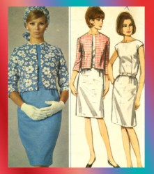 3853 1966 SLIM CAP SLEEVE DRESS, BELT, BOX JACKET PATTERN 12 32